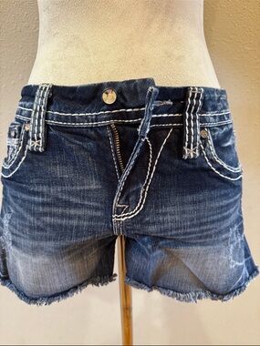Rock Revival Dark Wash Distressed Jean Shorts